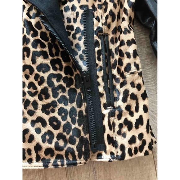 A.L.C leopard Print calf hair Leather Jacket - Picture 7 of 8